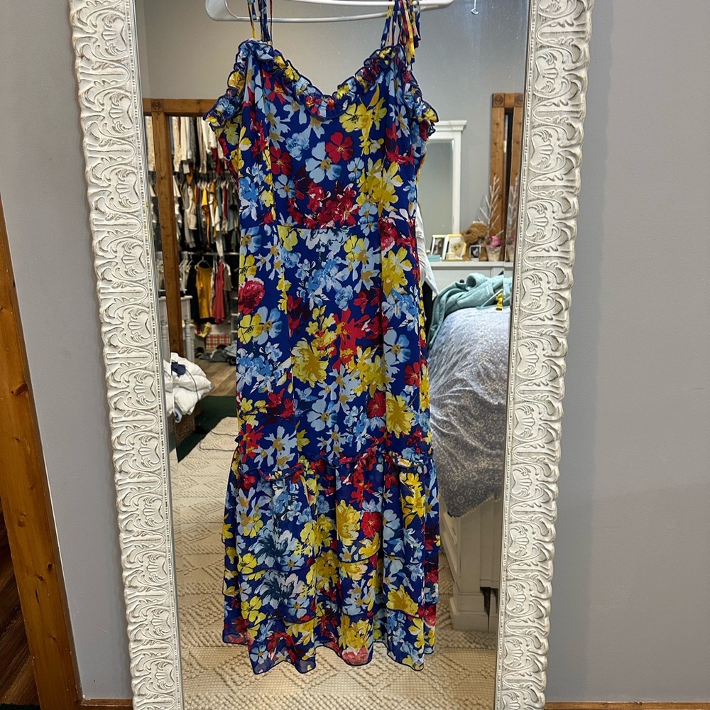 Lulu's Blue and Purple Ruffled Tiered Maxi Dress